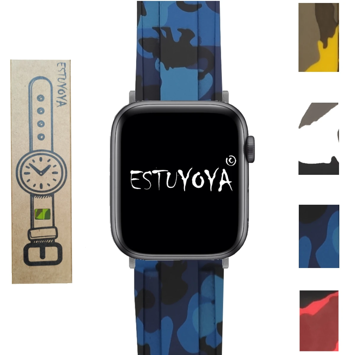 Bracciale In Silicone Compatibile Con Apple Watch Series 7 / 6 / 5 / 4 / 3 / 2 / 1 / Se / Nike + Army Camouflage Colors