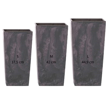 

Pack 3 high pots Prosperplast Urbi Square Effect plastic in anthracite color with deposit.