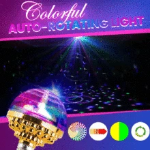 

RGB LED DJ Stage Light Rotating Crystal Magic Ball RGB LED Stage Light Bulb E27 6W Lamp for Disco Party DJ Christmas Effect