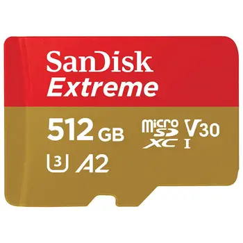 

MicroSDXC Extreme Memory Card 512 GB UHS-I class 10 speed 160 MB/s with adapter
