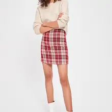 Trendyol красная клетчатая юбка TWOAW20ET0249