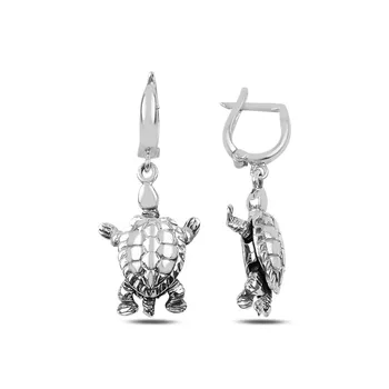 

Teleplus Oxidized Dangle Turtle Earrings 925 Sterling Silver
