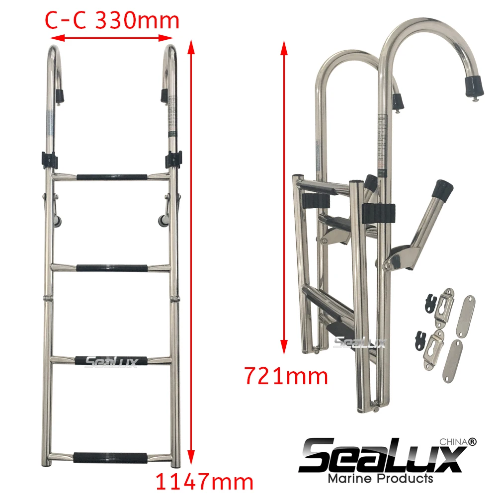 Sealux нержавеющая сталь 304 2+ 2 ступени складная лестница для посадки с ручкой для морской лодки яхты рыболовный парус