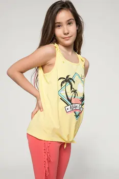 

DeFacto Girl Fashion O-neck Vest Kids Casual Cute Print Pattern Tank Girls Cotton Loose T-shirt Summer New - J1027A618HS
