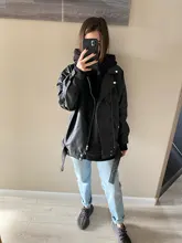 Women's Wild-Jacket Turn-Down-Collar Spring Zipper Black Fashion EAM High-Quality Loose