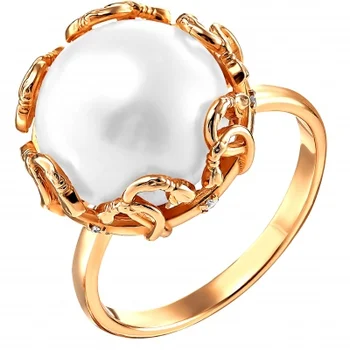 

Примаэксклюзив ring with pearls and cubic zirconia in red gold