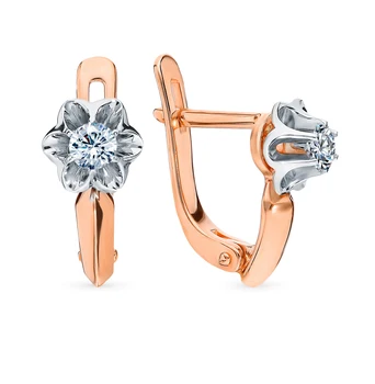 

Gold earrings "diamonds of Yakutia" sunlight sample 585