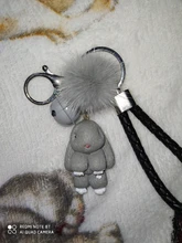 Rabbit Keychain Pendant-Decoration Pom-Poms Fluffy-Fur-Ball Keyring Fashion Easter-Gifts