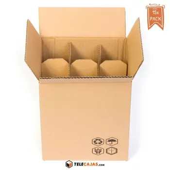 

(15x) Cardboard 6 bottles wine boxes with grillaje