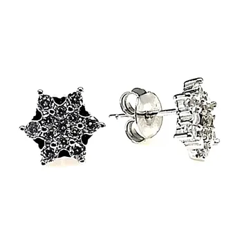 

925 sterling silver earrings m star cubic zirconia stone [AB0968]