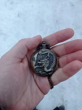 Reloj de bolsillo de cuarzo, de bronce, estilo chino, diseño de dragón, Vintage, con cadena de collar, el mejor regalo, CF1039