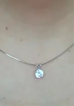 Pendant Necklace 925-Jewelry Choker Solitaire No-Chain 925-Sterling-Silver Round CZ Women