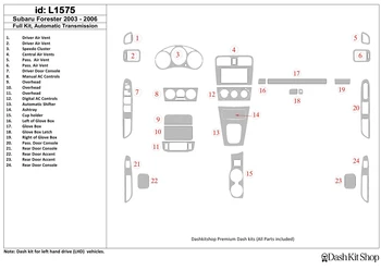 

Interior trim for Subaru Forester 2003-2006. Set L1575.