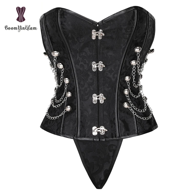 Skup Halloweenowe ubrania damskie gorsety ze sztucznej skóry gorsety w stylu vintage steampunk Cool Warrior Design stal bez kości brokat z stringami