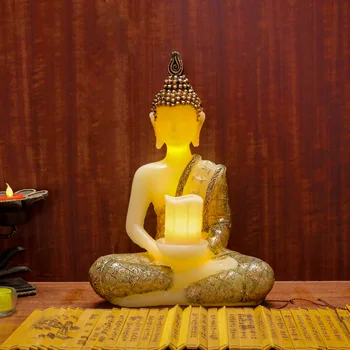 

Thai Buddha Statues buddha statue Candles holder with a Led Tealight candle with Timer,Battery operated,35cm tall