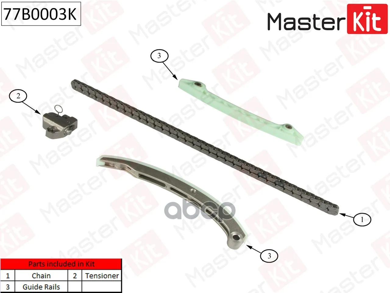 Комплект Цепи Грм Ford Focus Ii/C-Max2.0i 04- Без Звездочек Masterkit 77b0003k MasterKit арт. 77B0003K