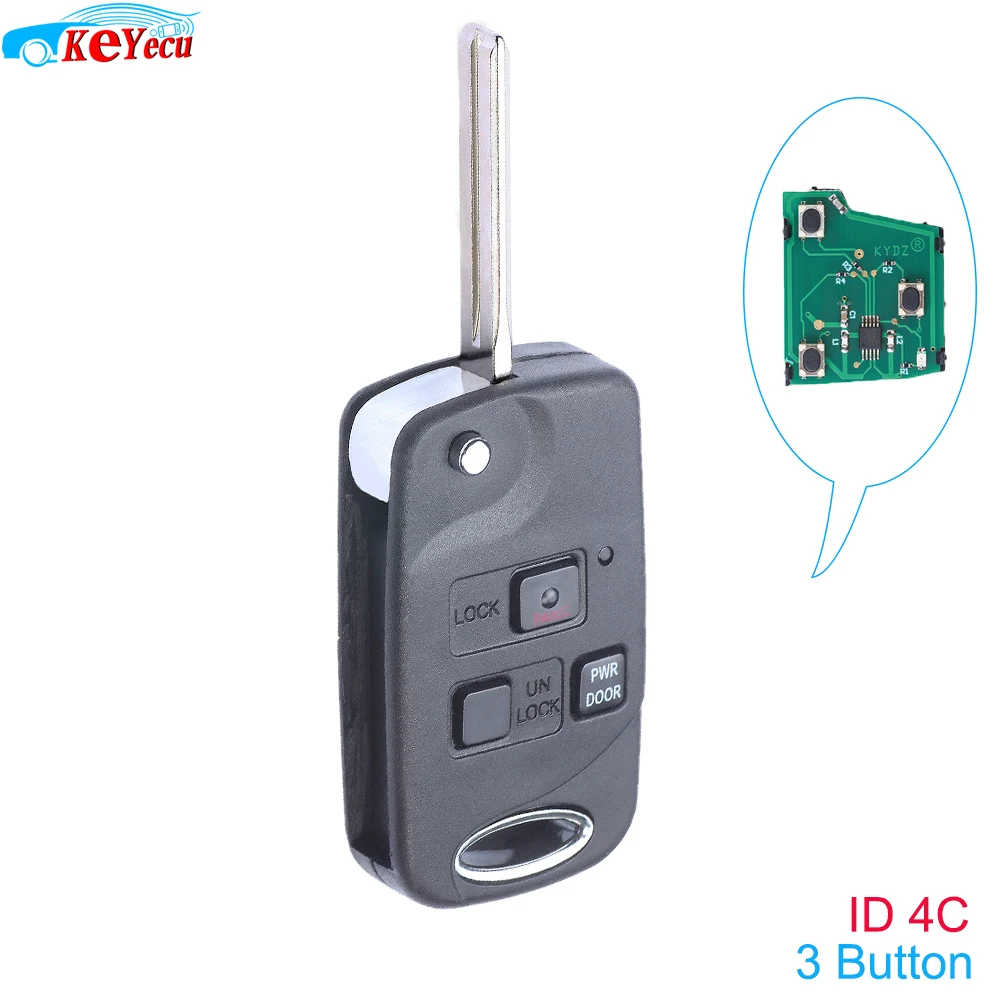 

KEYECU Flip Modify Remote Key Fob for Lexus ES300 GS300 IS300 1998 1999 2000 2001 2002 2003 2004 2005 FCC: HYQ1512V - 4C