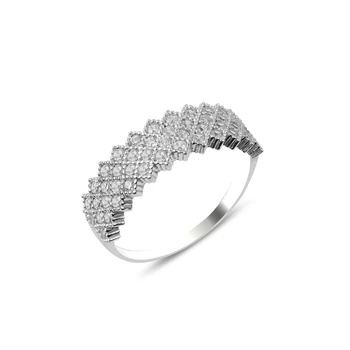 

Silver 925 Sterling 4 Row Zircon Cubic Zirconia Half Round Ring