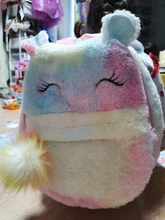 Bonita mochila de dibujos animados para niña, mochilas con unicornio de felpa, de piel, escolar, regalo para niños, bolsa de libro