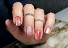 Conjunto de Anillos de nudillo de cristal Vintage para mujer, colgante de luna de loto, anillo bohemio, regalo de joyería