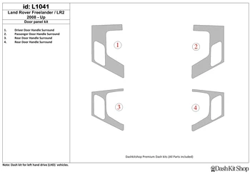 

Interior trim for Land Rover LR2 2008-UP. Set L1041.