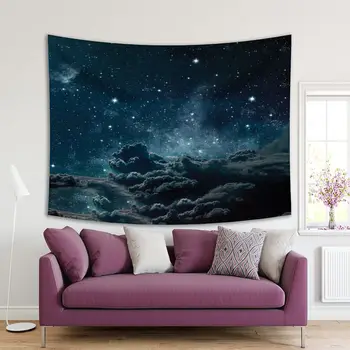 

Tapestry Night Sky with Stars and Clouds Space Dust Twilight Milky Way Dramatic Scene Illustration Blue Gray
