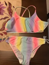 Nuevo 2021 niñas traje de baño 3 ~ 14Y adolescente traje de baño de las niñas Arco Iris set de Bikini de niños de dos piezas de los niños baño Biquini Infantil