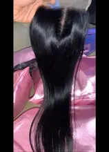 Alisky-extensiones de pelo brasileñas con encaje hd, accesorio capilar liso con cierre Frontal de malla, 4x4