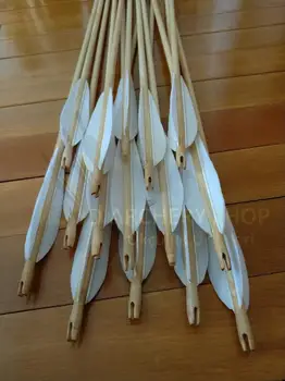 

Pine Wooden Medieval Traditional Ottoman Hunting Archery Arrow For Recurve Longbow Bow Shoot with White Turkey Feather
