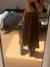 OHRYIYIE-Falda plisada de terciopelo para mujer, falda larga Vintage de Color liso, elegante, de cintura alta, para Otoño e Invierno