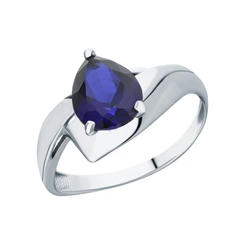 

Silver ring with sapphires synthetic sunlight sample 925
