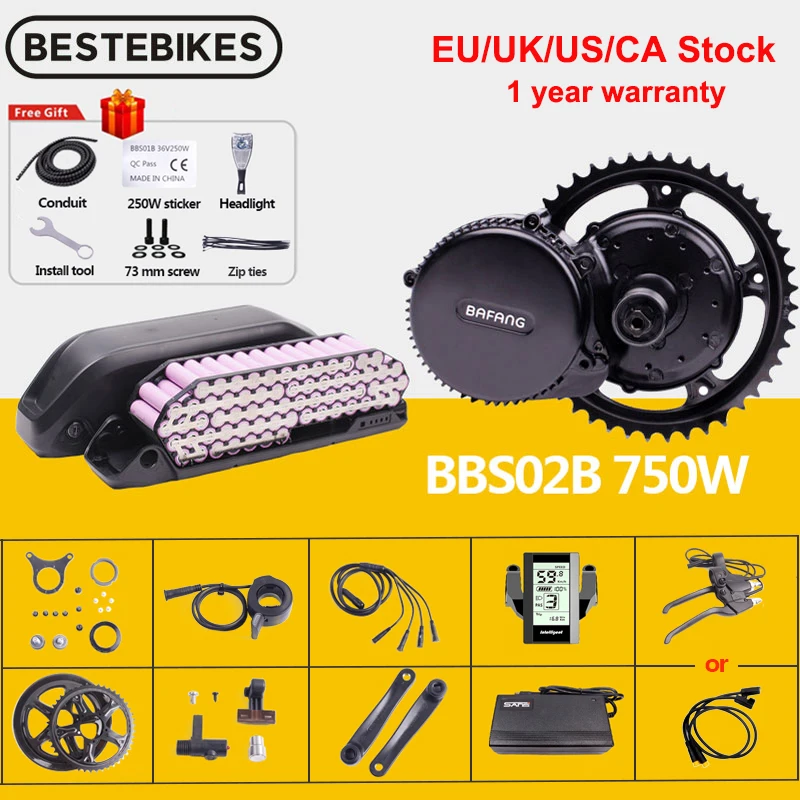 محرك Bafang BBS02B BBS02 48 فولت 750 وات محرك منتصف المحرك 8fun دراجة  كهربائية Ebike تحويل عدة 52V17.5AH سامسونج بطارية ليثيوم عدة|bicycle  conversion kit|conversion kitbicycle conversion - AliExpress