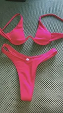 Conjunto de Bikini brasileño sin relleno para mujer, bañador Sexy de estilo vendaje de 4 colores, triangular, envío directo