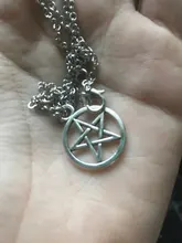 Collar con diseño sobrenatural trampa del diablo pentagrama estrella de cinco puntas Color plata antigua amuleto colgante Vintage Retro película joyería al por mayor