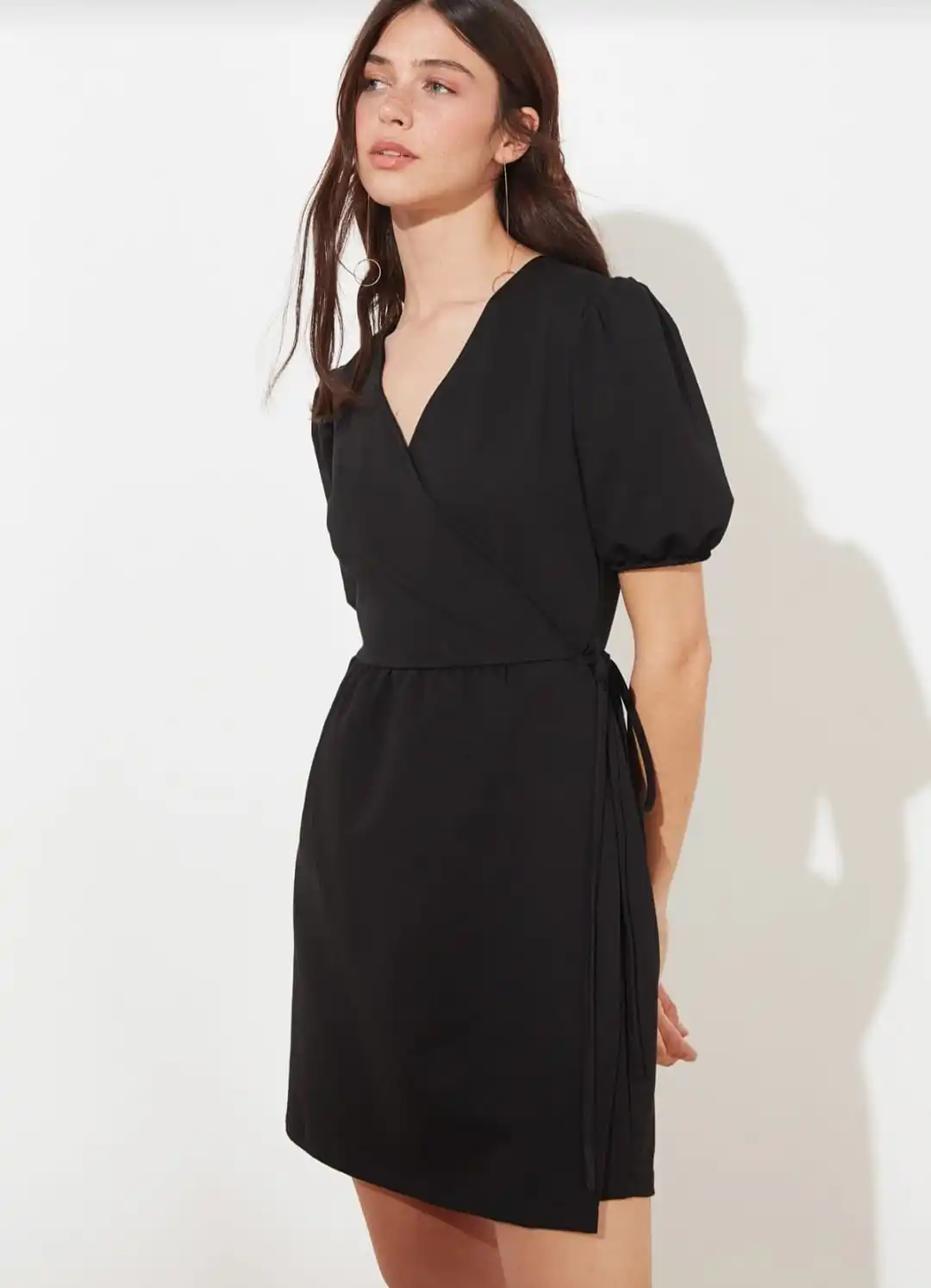 Iyah двойной воротник до груди вязаное платье. Женское черное Размеры s m l | Женская