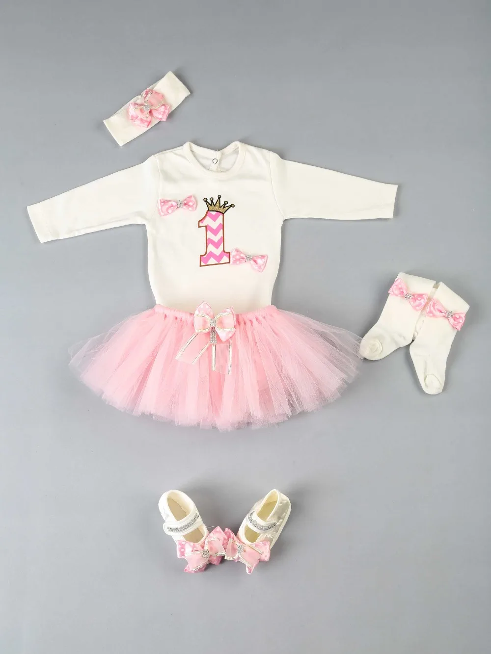 083-1101-021 Pembe 1 Yaş Kız Bebek Tütü Takım (2)