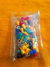 50 Uds RV1.25-4 terminal de anillo aislado eléctrico Alambre de crimpado conector AWG 22-16