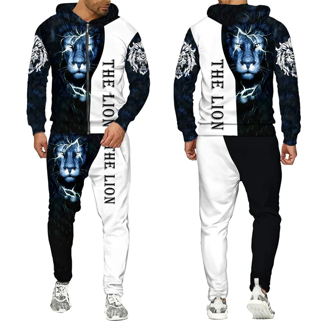 ∏ Fashion 3D the Lion Printed Zipper Coat Hoodie Suits Men 39;s Sweatshirt  Sets Men 39;s Jacket Tracksuit Long Sleeve Men 39;s Clothing 9211