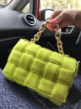 Bolso de hombro de ante esmerilado con cadena de Metal grueso para mujer, bandolera cuadrada tejida suave, bolso elegante de alta calidad