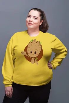 

Angemiel Wear Cute Groot Yellow Women Sweatshirts