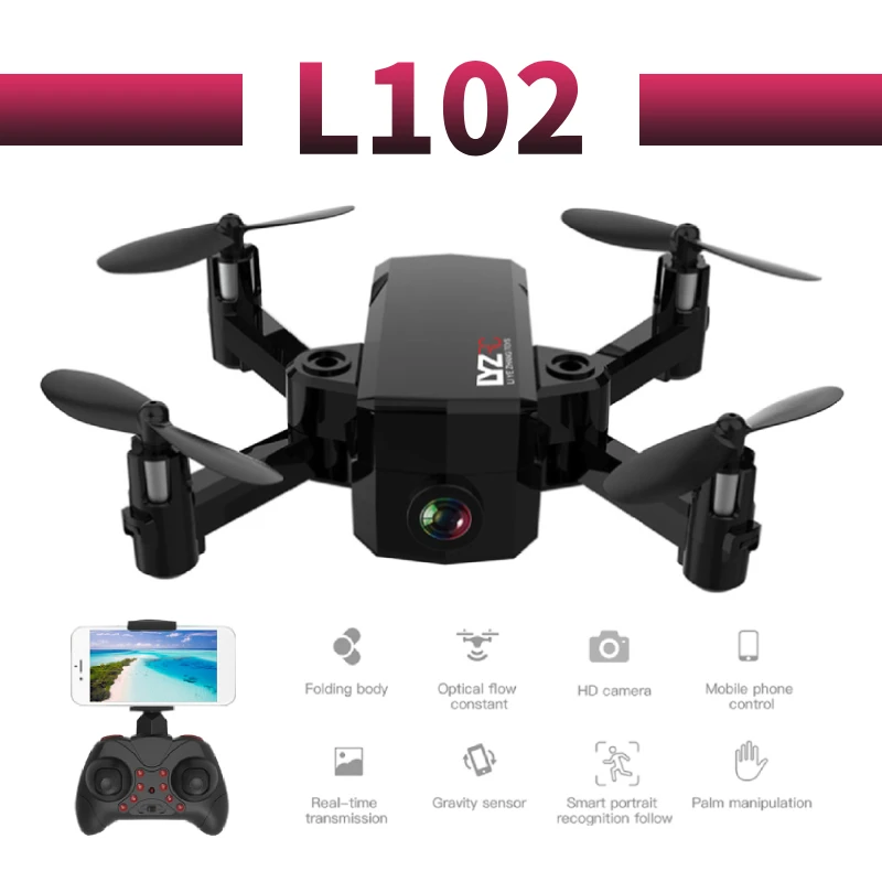 

L102 Mini profissional Optical flow camera drone 720p HD WiFi FPV Brush motor propeller Battery air RC dron Quadcopter