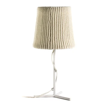 

Table Lamp small METAL White 14X37 screen wool BEIG