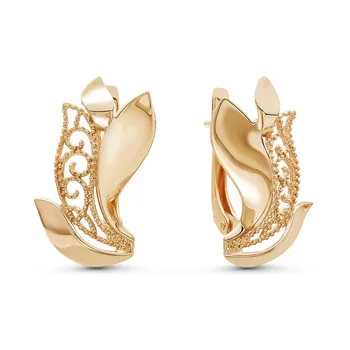 

10-07136 mink gold 585 sterling silver earrings