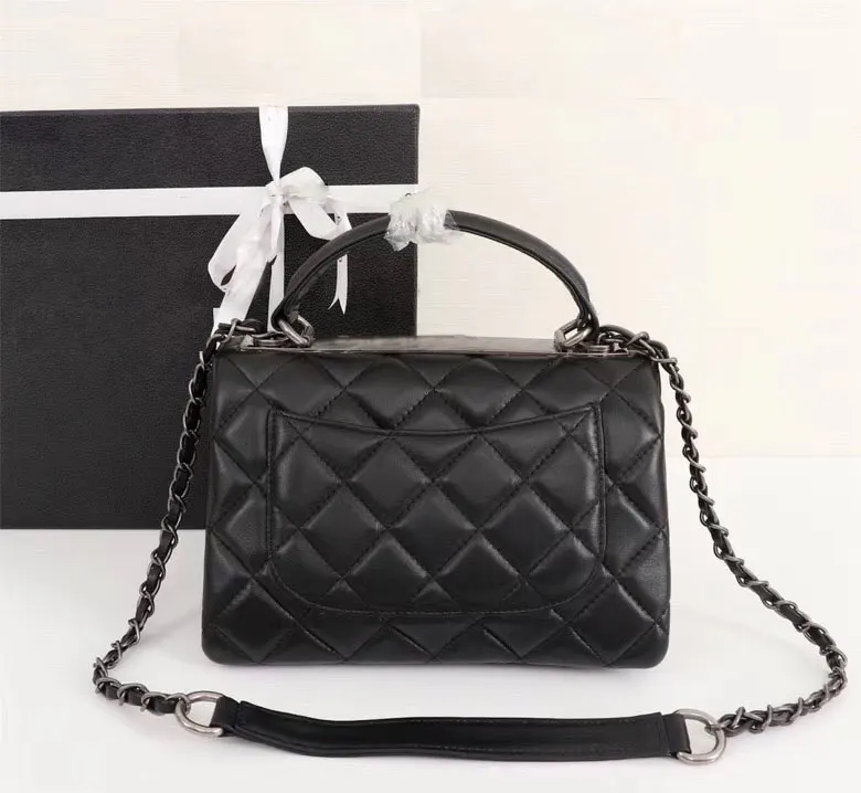 Высококачественная сумка из натуральной кожи, женская сумка, модная повседневная кожаная сумка-мессенджер, Высококачественная дизайнерская роскошная сумка - Цвет: Black and silver