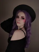 Yomagic-Peluca de cabello sintético con encaje frontal, pelo Natural de fibra resistente al calor, Color violeta, sin pegamento