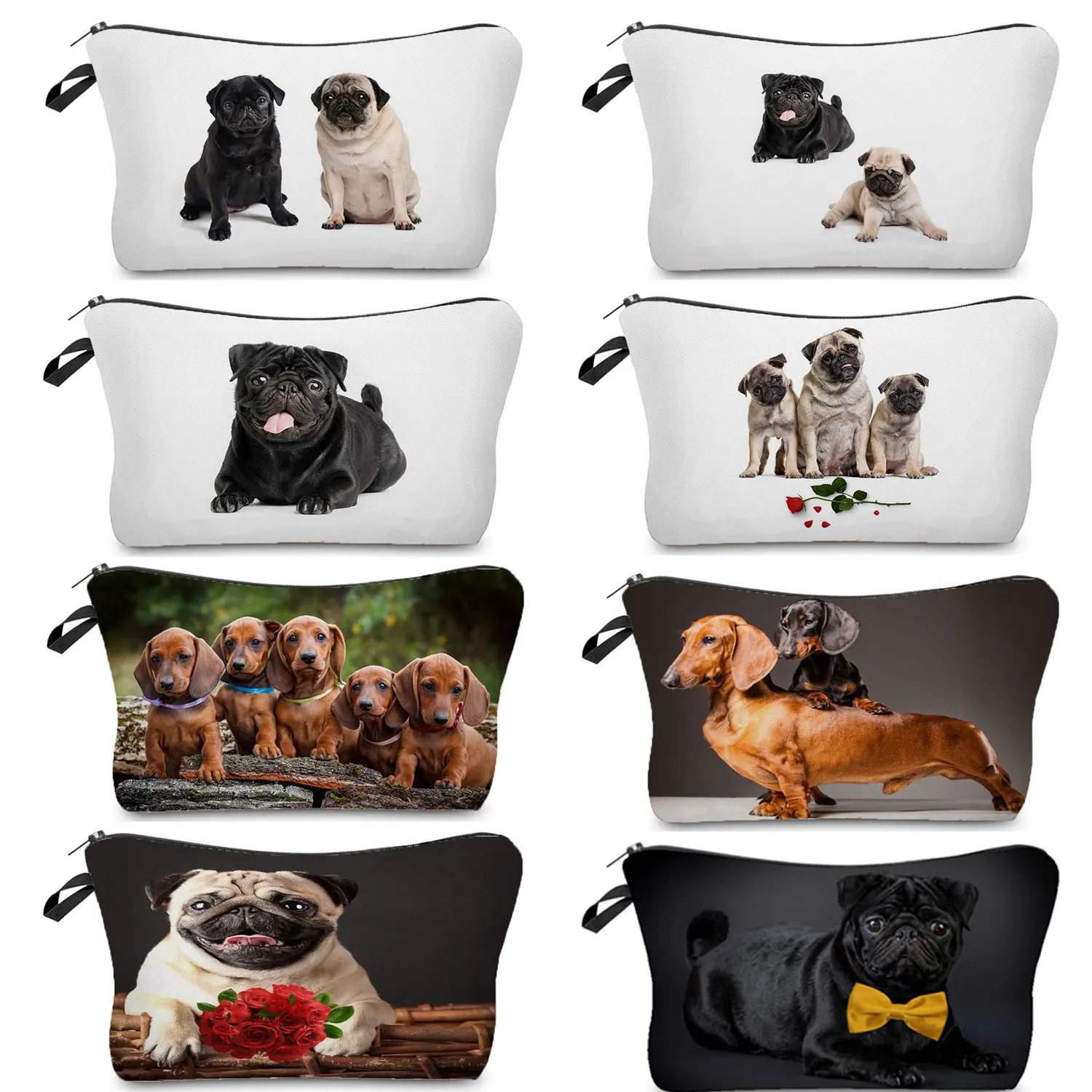 Makeup Organizer Cosmetic Bag Cosmetic Storage Bag Makeup Bag Cosmetic Case Pug Printed Women Cosmetics Organizer Bag