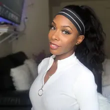 Headband Wig Human-Hair Body-Wave Full-Machine High-Density Women for Designer