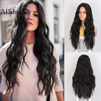 

AISI BEAUTY Ombre Light Brown Blonde Grey Synthetic Wig Wavey Middle Part Heat Resistant Fiber For Black Women Cosplay Long Wig