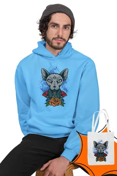 

Angemiel Wear Sphynx cat Blue Men 'S Hooded Sweatshirt Bags Kombin
