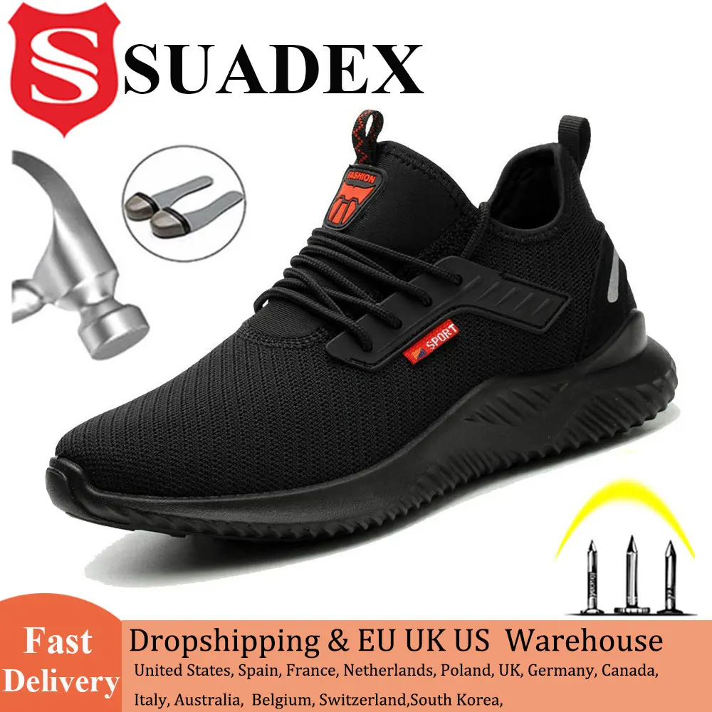 SUADEX Indestructible Steel Toe Shoes Men Women Work Safety Shoes Non-Slip Puncture-Proof Composite Toe Sneakers 